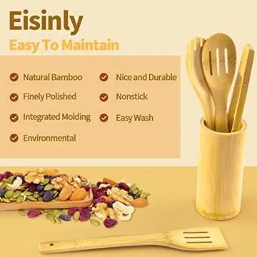 Eco-Friendly 7-Piece Bamboo Cooking Utensils Set