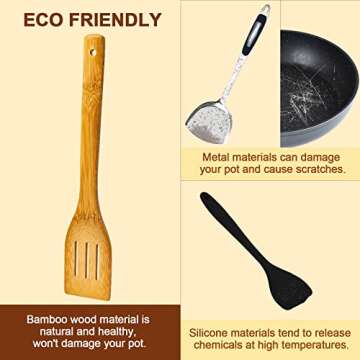 Eco-Friendly 7-Piece Bamboo Cooking Utensils Set