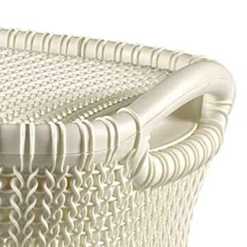 CURVER Strickoptik 57 Liter Clothes Box Knit Rectangular White, 57L Hamper