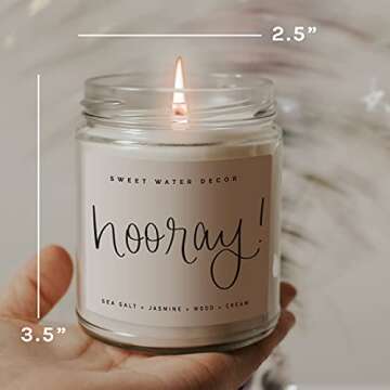 Sweet Water Decor, Lets Stay Home, Oakmoss, Grapefruit, and Amber Scented Soy Wax Candle for Home | 9oz Amber Glass Jar, 40 Hour Burn Time, Made in the USA