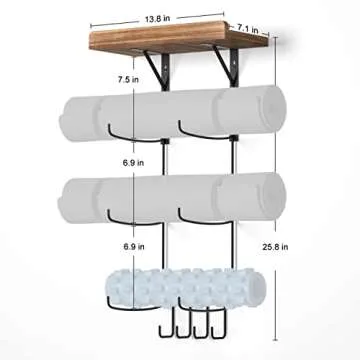 VINAEMO Yoga Mat Holder Wall Mount Organizer for Home Gym