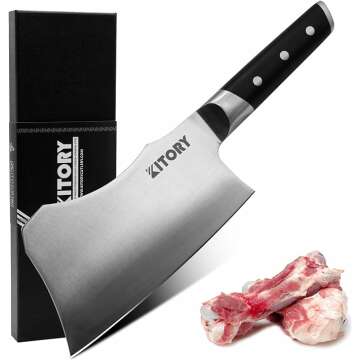 Ergonomic 7 Inch Meat Cleaver - High Carbon Steel Chopper with Gift Box
