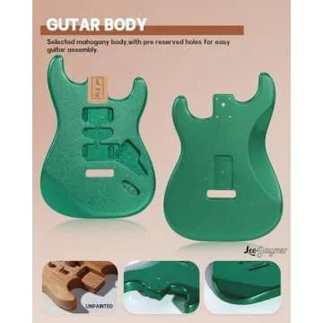 Leo Jaymz DIY ST Style Electric Guitar Kits,Spray-painted Mahogany Body,Laurel Wood Fingerboard and Maple Neck, including all Components (ST-Metallic Green)