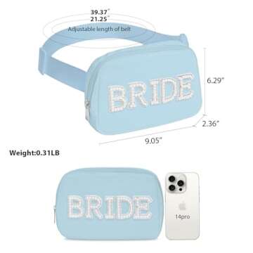 Lamyba Bride to be Gifts, Bridal Shower Gifts, Pearl Patch Bride Fanny Pack for Bachelorette Party W...
