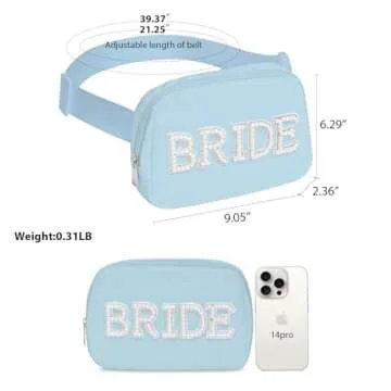 Lamyba Bride to be Gifts, Bridal Shower Gifts, Pearl Patch Bride Fanny Pack for Bachelorette Party W...