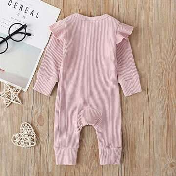 Gouldenhui Winter Newborn Baby Boy Girl Long Sleeve Romper Solid Ribbed Clothes Unisex Infant Cotton Button Jumpsuit One Piece Outfit