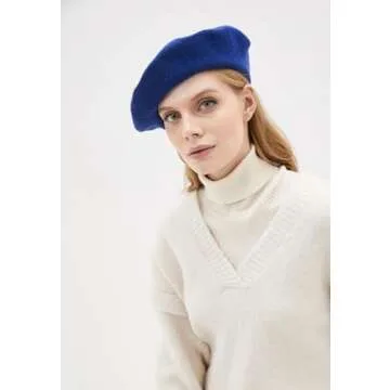Classic Women's French Wool Beret Hat - Solid Royal Blue