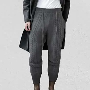 XXVR XXBR Knitted Slim Fit Pants for Mens, 2022 Spring Woolen Chunky Knit Midweight Thick Warm Pant Trousers Casual Mens Men's Man Male Sweatpants Teen Juniors Dad Papa Son, 1176- Gray