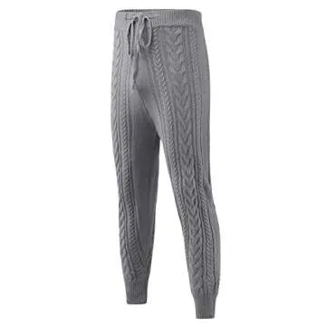XXVR XXBR Knitted Slim Fit Pants for Mens, 2022 Spring Woolen Chunky Knit Midweight Thick Warm Pant Trousers Casual Mens Men's Man Male Sweatpants Teen Juniors Dad Papa Son, 1176- Gray