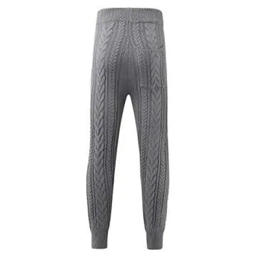 XXVR XXBR Knitted Slim Fit Pants for Mens, 2022 Spring Woolen Chunky Knit Midweight Thick Warm Pant Trousers Casual Mens Men's Man Male Sweatpants Teen Juniors Dad Papa Son, 1176- Gray