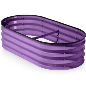 Galvanized Raised Garden Beds Outdoor - 4x2x1 ft Planter for Vegetables, Flowers (Purple)