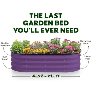 Sturdy Galvanized Raised Garden Bed 4x2x1 ft Planter