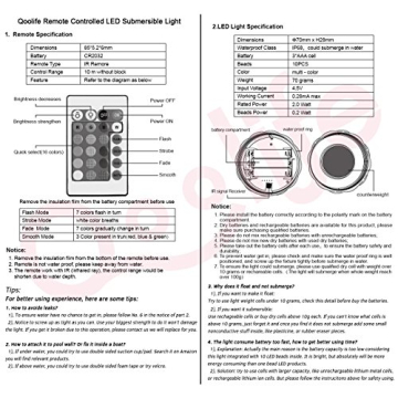 LED Submersible Lights Remote Control Waterproof