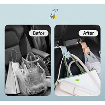 HIWOFASI Car Seat Headrest Hooks 2 Pack Car Hook for Purses and Bags Universal Handbag Coats Umbrellas Holder Cute Cat