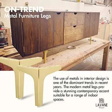 La Vane 4 inch Metal Furniture Legs, Set of 4 Modern Iron Diamond Triangle Furniture Feet DIY Replac...