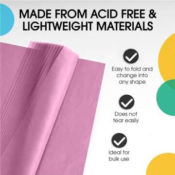 Pink Tissue Paper for Gift Bags - 20" X 30" Bulk Tissue Paper Pink 480 Sheets - 10lb Newsprint for Packing, Birthday Gift Box Filler, Packing Supplies for Moving Supplies Crown Display