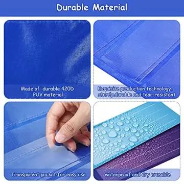 Daily Schedule Pocket Chart School Class Schedule Pocket Chart Kit 13+1 Pocket Chart, 2 Hook, Title Card, 30 Double-Sided Blank Erasable Card Colored Schedule Card for Classroom School or Home (Blue)