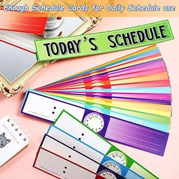 Daily Schedule Pocket Chart School Class Schedule Pocket Chart Kit 13+1 Pocket Chart, 2 Hook, Title Card, 30 Double-Sided Blank Erasable Card Colored Schedule Card for Classroom School or Home (Blue)