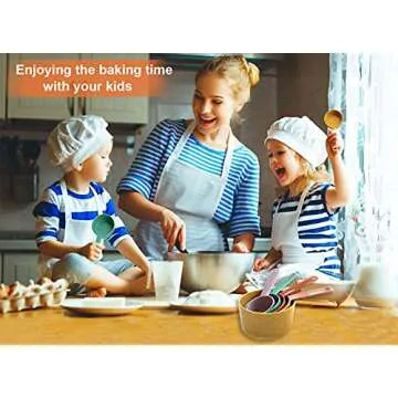 Plastic Measuring Cups and Spoons Set - 10 Pcs Colorful Kitchen Measuring Tool, Engraved Metric/US Markings Stackable Silicone Measure Cup for Liquid & Dry Measuring, Cooking & Baking, Random Color