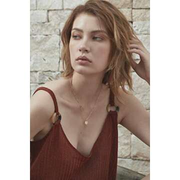 Valloey Rover Initial Necklaces for Women 14K Gold Plated Dainty Layered Necklce Round Coin Disc Pendant Engraved Letter Z Necklace Personalized Jewelry Gift for Women