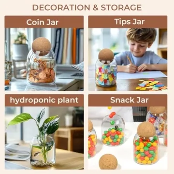 ComSaf 16oz Glass Storage Jars with Cork Lids 3 Pack