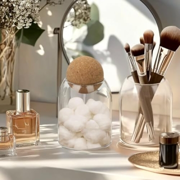 ComSaf 16oz Glass Storage Jars with Cork Lids 3 Pack