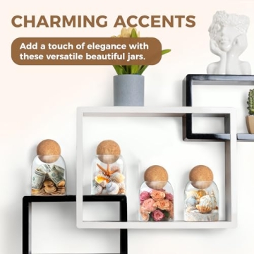 ComSaf 16oz Glass Storage Jars with Cork Lids 3 Pack