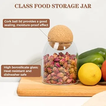 ComSaf 16oz Glass Storage Jars with Cork Lids 3 Pack
