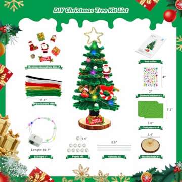 CraftiStar Kids Christmas Art & Craft Kit, Make Your Own Light Christmas Tree, DIY Christmas Tree Cr...