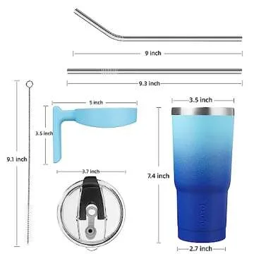 BJPKPK Tumbler With Handle 20oz Stainless Steel Insulated Tumbler Mugs With Lid And Straw For Women And Men,Sky