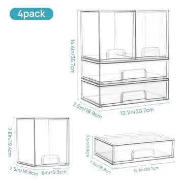 Vtopmart Stackable Storage Drawers Set – Clear Organizers