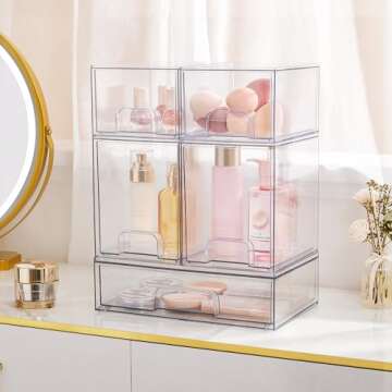 Vtopmart Stackable Storage Drawers Set – Clear Organizers