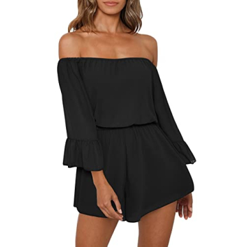 Chic BIUBIU Ruffle Off Shoulder Chiffon Romper Shorts