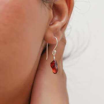 Gempires Raw Purple Amethyst Crystal Gemstone Earrings February Birthstone Jewelry Silver Plated Hypoallergenic Earrings For Women (Amethyst)