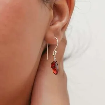 Gempires Raw Purple Amethyst Crystal Gemstone Earrings February Birthstone Jewelry Silver Plated Hypoallergenic Earrings For Women (Amethyst)