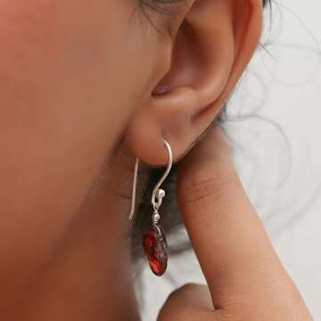 Gempires Raw Purple Amethyst Crystal Gemstone Earrings February Birthstone Jewelry Silver Plated Hypoallergenic Earrings For Women (Amethyst)