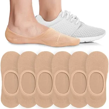 Eedor No Show Socks for Women - 3 Pairs Thin Low Cut, Non Slip, Beige, Small (5-7)