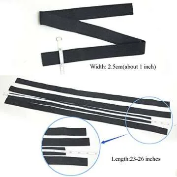 Luwigs Black Elastic Bands Wig Accessories for Making Wigs/Lace Frontal/Lace Closure 2.5cm Width 6pcs (Elastic Band, 6pcs)