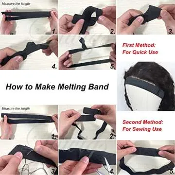 Luwigs Black Elastic Bands Wig Accessories for Making Wigs/Lace Frontal/Lace Closure 2.5cm Width 6pcs (Elastic Band, 6pcs)