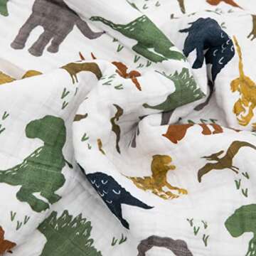 Little Unicorn Original Premium Cotton Quilt | Multi-Layered & Extra-Soft Muslin Fabric |for Babies & Toddlers (Dino Friends)