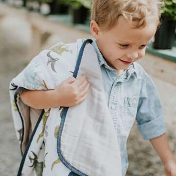 Little Unicorn Original Premium Cotton Quilt | Multi-Layered & Extra-Soft Muslin Fabric |for Babies & Toddlers (Dino Friends)