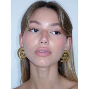 Stylish Bopiu Chunky Gold Spiral Earrings for Women