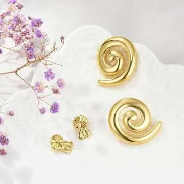 Stylish Bopiu Chunky Gold Spiral Earrings for Women
