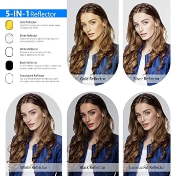 NEEWER 40"x60"/100x150cm Light Reflectors for Photography, Portable 5 in 1 Collapsible Multi Disc with Bag - Translucent, Silver, Gold, Black, White Diffuser for Studio and Outdoor Lighting