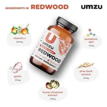 UMZU Redwood Blood Flow Nitric Oxide Supplement for Men & Women, Blood Pressure, Circulation, Stamina, Energy (30 Day Supply | 180 Capsules)
