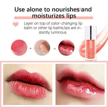 Hydrating Lip Glow Oil, Moisturizing Lip Gloss, Plumping Lip Oil, Non-Sticky Long Lasting Lip Oil Gloss, Transparent Lip Oil Tinted, Reduce lip lines (Cherry(#015))