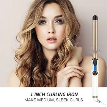 Hoson 1 Inch Ceramic Tourmaline Curling Iron with LCD Display