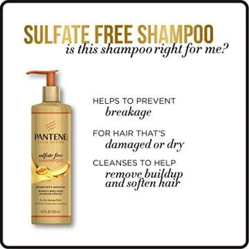 Pantene Gold Series Argan Oil from ProV for Natural and Curly Textured Hair, Sulfate Free Shampoo, 8.5 Fl Oz