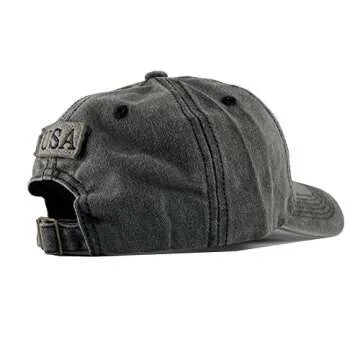 Washed American Flag Baseball Cap Retro Adjustable Sun Dad Gift Hats for Men Women Fashion Trucker Cap Unisex Black