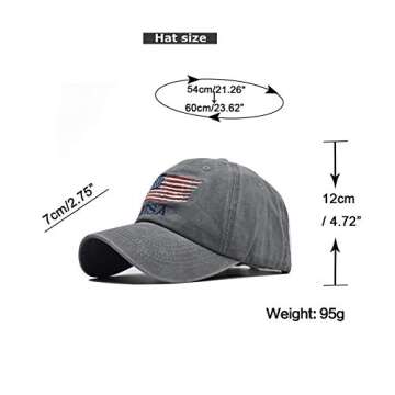 Washed American Flag Baseball Cap Retro Adjustable Sun Dad Gift Hats for Men Women Fashion Trucker Cap Unisex Black